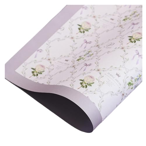 Geschenkpapier 10 Stück Geschenkpapier, einfaches Blumen-Geschenkpapier, wasserdichtes Baumwollpapier, Blumenstrauß, Geschenkverpackung, Papierbögen(Purple) von FJIXUO