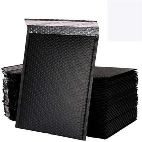 Bubble Bags 100 Stück Holografische Versandtaschen, Gepolsterte Poly-Blasen-Versandumschläge For Verpackungen, Selbstklebende Versandtaschen, Luftpolsterpolsterung(100pcs black,15 * 20cm) von FJOADNVM