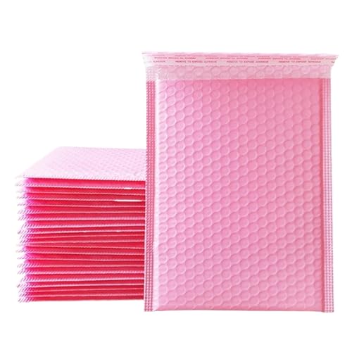Bubble Bags 100 Stück Holografische Versandtaschen, Gepolsterte Poly-Blasen-Versandumschläge For Verpackungen, Selbstklebende Versandtaschen, Luftpolsterpolsterung(100pcs pink,13 * 18cm) von FJOADNVM