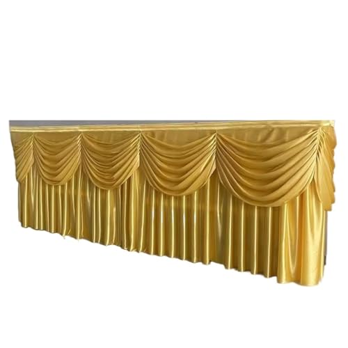 FJOADNVM Tischdecke Hochzeit 10FT Lange EIS Seide Tisch Sockel Transparent EIS Seide Stoff Tisch Sockel Hochzeit Party Event Dekoration(Gold) von FJOADNVM