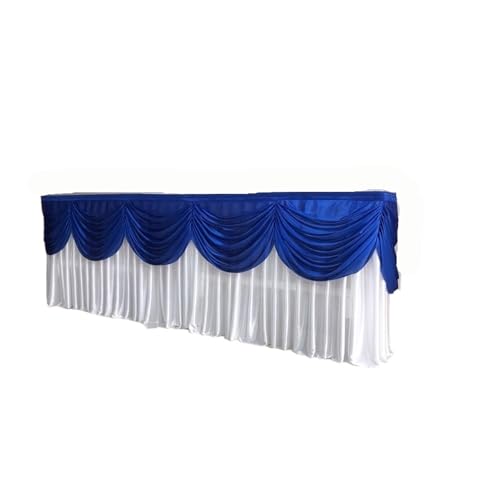 FJOADNVM Tischdecke Hochzeit 10FT Lange EIS Seide Tisch Sockel Transparent EIS Seide Stoff Tisch Sockel Hochzeit Party Event Dekoration(White and Blue) von FJOADNVM