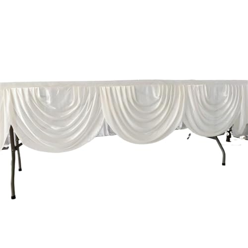 FJOADNVM Tischdecke Hochzeit 10ft 3,0 M Länge Tisch Rock Ersatz Ice Silk Swag(Beige) von FJOADNVM
