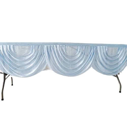 FJOADNVM Tischdecke Hochzeit 10ft 3,0 M Länge Tisch Rock Ersatz Ice Silk Swag(Blue) von FJOADNVM