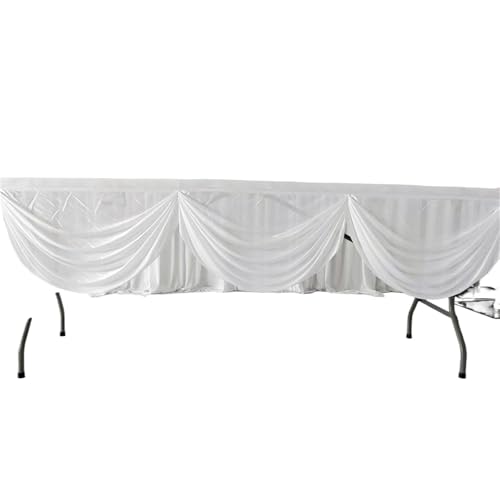 FJOADNVM Tischdecke Hochzeit 10ft 3,0 M Länge Tisch Rock Ersatz Ice Silk Swag(White) von FJOADNVM