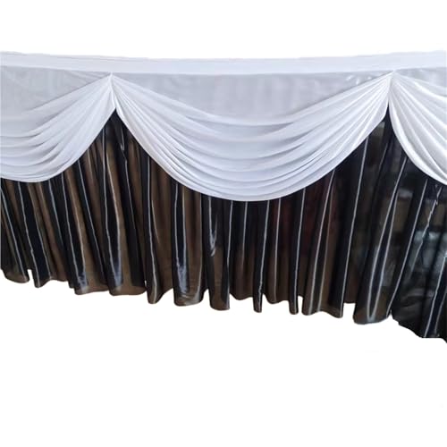 FJOADNVM Tischdecke Hochzeit 10ft x 29inch Ice Silk Tischrock Bunte Plissee gerüschte Tischrock for Hochzeit Geburtstag Buffet Tischdekoration(Black and White) von FJOADNVM