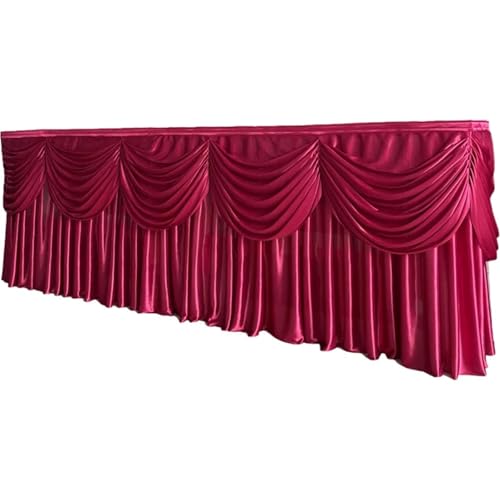 FJOADNVM Tischdecke Hochzeit 10ft x 29inch Ice Silk Tischrock Bunte Plissee gerüschte Tischrock for Hochzeit Geburtstag Buffet Tischdekoration(Dark Red) von FJOADNVM