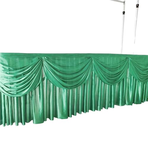 FJOADNVM Tischdecke Hochzeit 10ft x 29inch Ice Silk Tischrock Bunte Plissee gerüschte Tischrock for Hochzeit Geburtstag Buffet Tischdekoration(Green) von FJOADNVM