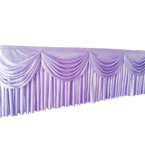 FJOADNVM Tischdecke Hochzeit 10ft x 29inch Ice Silk Tischrock Bunte Plissee gerüschte Tischrock for Hochzeit Geburtstag Buffet Tischdekoration(Purple) von FJOADNVM