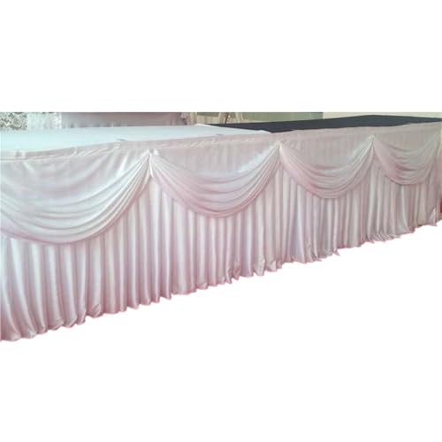 FJOADNVM Tischdecke Hochzeit 10ft x 29inch Ice Silk Tischrock Bunte Plissee gerüschte Tischrock for Hochzeit Geburtstag Buffet Tischdekoration(White) von FJOADNVM