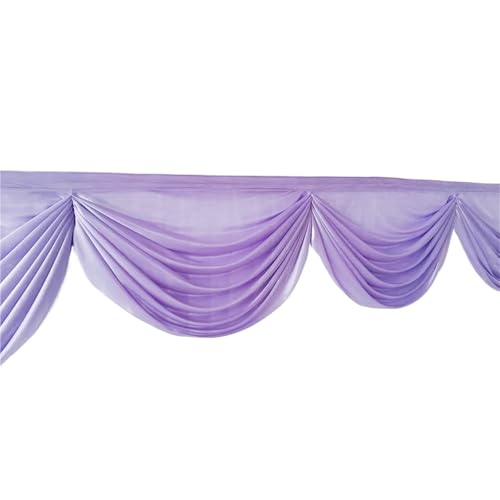 FJOADNVM Tischdecke Hochzeit 10ft x 29inch Ice Silk Tischrock Bunte Plissee gerüschte Tischrock for Hochzeit Geburtstag Buffet Tischdekoration(White Purple Swag) von FJOADNVM