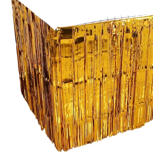 FJOADNVM Tischdecke Hochzeit 275x75cm Quaste Tisch Rock Geburtstag Party Dekorationen Bachelorette Party Decor Quaste Vorhang(Gold) von FJOADNVM