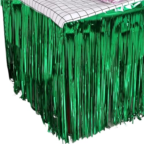 FJOADNVM Tischdecke Hochzeit 275x75cm Quaste Tisch Rock Geburtstag Party Dekorationen Bachelorette Party Decor Quaste Vorhang(Green) von FJOADNVM