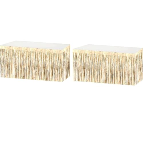 FJOADNVM Tischdecke Hochzeit 2er-Pack Champagnerfarbener Tischrock aus Kunststofffolie for Party-Event-Dekoration, Tischrock aus Metallicfolie, gestreift, flatternder Tischrock FJOADNVM Tischdecke Hochzeit 2er-Pack Champagnerfarbener Tischrock aus Kunststofffolie for Party-Event-Dekoration, Tischrock aus Metallicfolie, gestreift, flatternder Tischrock von FJOADNVM