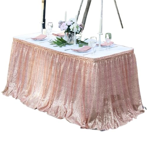 FJOADNVM Tischdecke Hochzeit 4/6/9/14ft Pailletten Tisch Rock for Runde/Rechteck/Quadratischen Tisch for Geburtstag Party Hochzeit(Champagne,6ft 70x183cm) von FJOADNVM