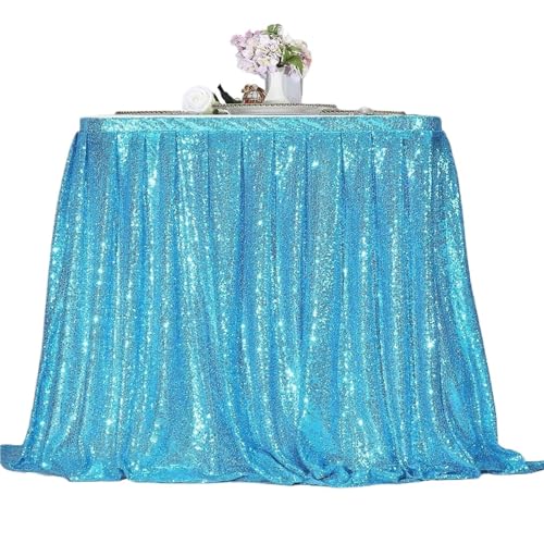 FJOADNVM Tischdecke Hochzeit 4/6/9/14ft Pailletten Tisch Rock for Runde/Rechteck/Quadratischen Tisch for Geburtstag Party Hochzeit(Sky Blue,6ft 70x183cm) von FJOADNVM