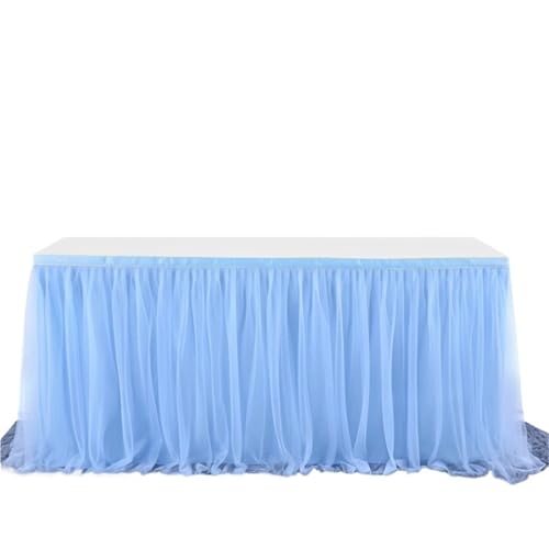 FJOADNVM Tischdecke Hochzeit 4FT/6FT/8FT Tischröcke Geburtstag Tüll Tischrock Hochzeit Party Tutu Tüll Tischrock Hochzeit Party Home Decor(Blue,6FT 77x183cm) von FJOADNVM