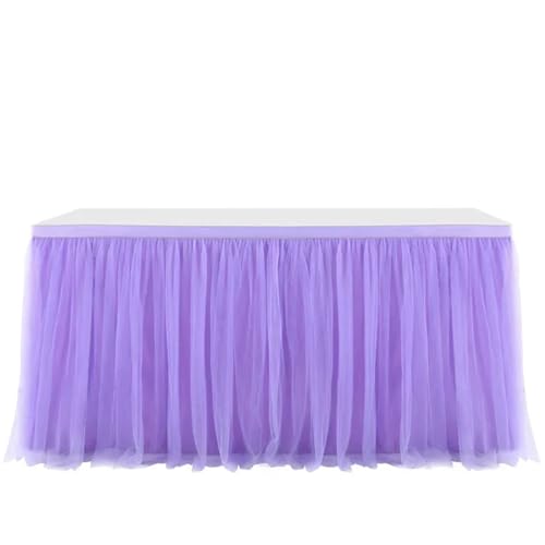 FJOADNVM Tischdecke Hochzeit 4FT/6FT/8FT Tischröcke Geburtstag Tüll Tischrock Hochzeit Party Tutu Tüll Tischrock Hochzeit Party Home Decor(Purple,4FT 77x122cm) von FJOADNVM