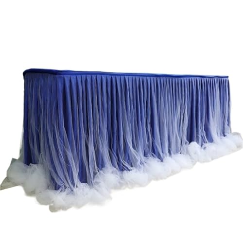 FJOADNVM Tischdecke Hochzeit EIS Seide Tisch Rock for Party Hochzeit Hause Dekoration Geburtstag Party Tisch Rock(Deep Blue) von FJOADNVM