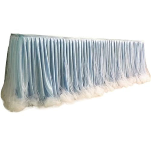 FJOADNVM Tischdecke Hochzeit EIS Seide Tisch Rock for Party Hochzeit Hause Dekoration Geburtstag Party Tisch Rock(Light Blue) von FJOADNVM