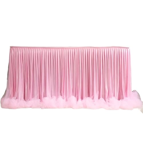 FJOADNVM Tischdecke Hochzeit EIS Seide Tisch Rock for Party Hochzeit Hause Dekoration Geburtstag Party Tisch Rock(Pink) von FJOADNVM