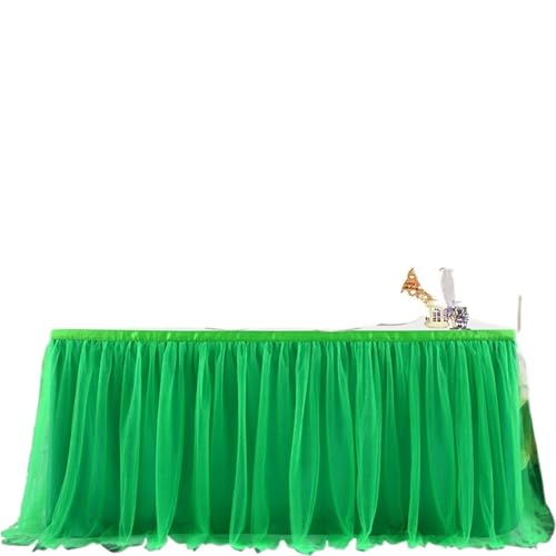 FJOADNVM Tischdecke Hochzeit Flauschiger Tischrock for Hochzeitsfeiern, Tüll, Geschirrtuch, Geburtstagsfeier, Hochzeit, Heimdekoration, 4 Größen(Green,9FT(W275XH77CM)) von FJOADNVM