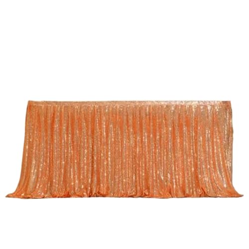 FJOADNVM Tischdecke Hochzeit Pailletten-Tischrock, Tisch-Flash-Tuch, Geburtstags-Party-Dekor, Hochzeit, Festival, Event, rechteckig, Glitzer-Tischröcke, Dekoration(Orange,6FT 70x183cm) von FJOADNVM