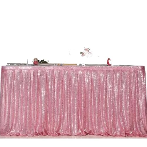 FJOADNVM Tischdecke Hochzeit Pailletten-Tischrock, Tisch-Flash-Tuch, Geburtstags-Party-Dekor, Hochzeit, Festival, Event, rechteckig, Glitzer-Tischröcke, Dekoration(Pink,6FT 70x183cm) von FJOADNVM
