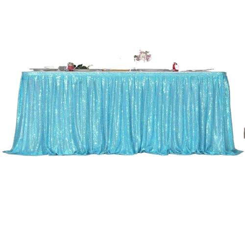 FJOADNVM Tischdecke Hochzeit Pailletten-Tischrock, Tisch-Flash-Tuch, Geburtstags-Party-Dekor, Hochzeit, Festival, Event, rechteckig, Glitzer-Tischröcke, Dekoration(Sky Blue,4FT 70x122cm) von FJOADNVM