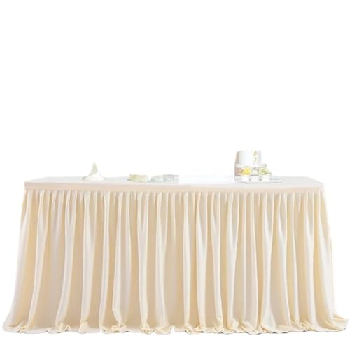 FJOADNVM Tischdecke Hochzeit Party Tisch Rock Geburtstag Plissee Dessert Tischdecke Abdeckung Hochzeit Festliche Tisch Sockel Home Tisch Dekor(Champagne,4FT 78X122cm) von FJOADNVM