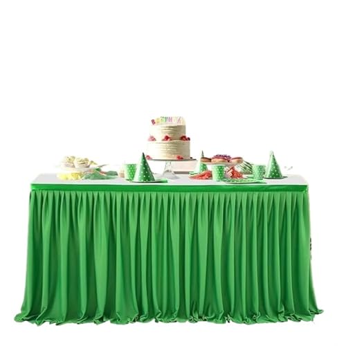 FJOADNVM Tischdecke Hochzeit Party Tisch Rock Geburtstag Plissee Dessert Tischdecke Abdeckung Hochzeit Festliche Tisch Sockel Home Tisch Dekor(Green,6FT 78X183cm) von FJOADNVM