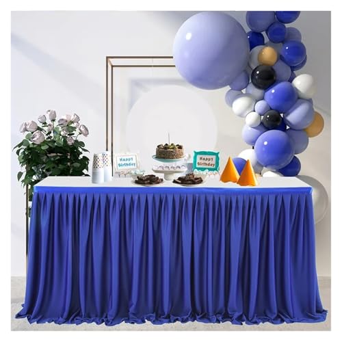FJOADNVM Tischdecke Hochzeit Party Tisch Rock Geburtstag Plissee Dessert Tischdecke Abdeckung Hochzeit Tisch Rock Hotel Display EsstischDekor(Blue,14FT 78X427CM) von FJOADNVM