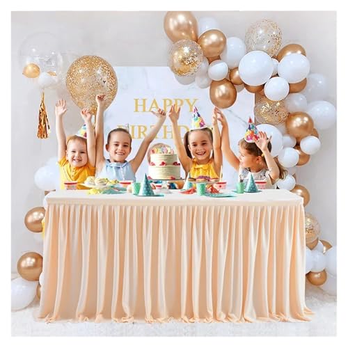 FJOADNVM Tischdecke Hochzeit Party Tisch Rock Geburtstag Plissee Dessert Tischdecke Abdeckung Hochzeit Tisch Rock Hotel Display EsstischDekor(Champagne,6FT 78X183CM) von FJOADNVM