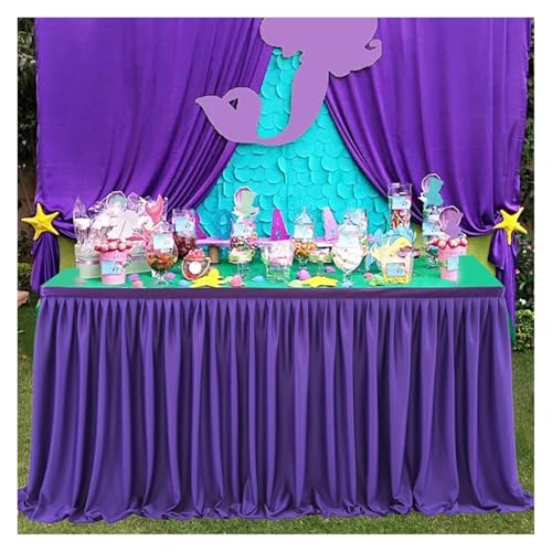 FJOADNVM Tischdecke Hochzeit Party Tisch Rock Geburtstag Plissee Dessert Tischdecke Abdeckung Hochzeit Tisch Rock Hotel Display EsstischDekor(Deep Purple,4FT 78X122CM) von FJOADNVM