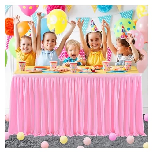 FJOADNVM Tischdecke Hochzeit Party Tisch Rock Geburtstag Plissee Dessert Tischdecke Abdeckung Hochzeit Tisch Rock Hotel Display EsstischDekor(Pink,4FT 78X122CM) von FJOADNVM