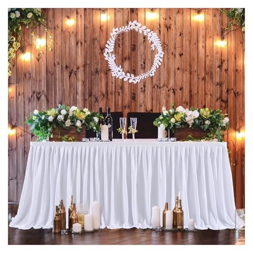 FJOADNVM Tischdecke Hochzeit Party Tisch Rock Geburtstag Plissee Dessert Tischdecke Abdeckung Hochzeit Tisch Rock Hotel Display EsstischDekor(White,6FT 78X183CM) von FJOADNVM