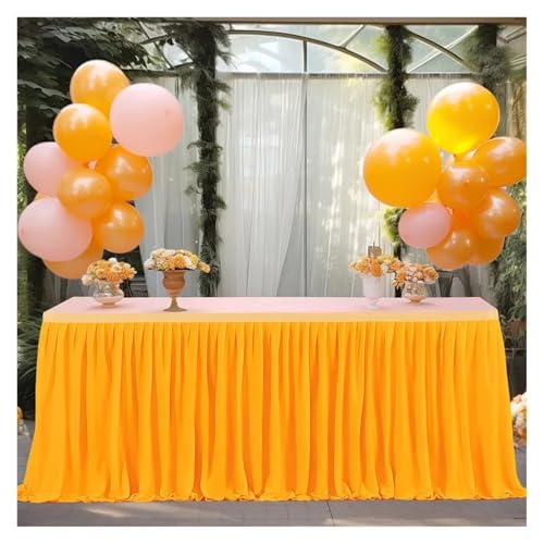 FJOADNVM Tischdecke Hochzeit Party Tisch Rock Geburtstag Plissee Dessert Tischdecke Abdeckung Hochzeit Tisch Rock Hotel Display EsstischDekor(Yellow,6FT 78X183CM) von FJOADNVM