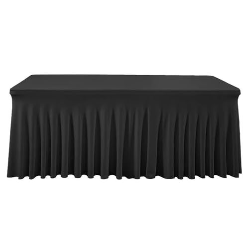 FJOADNVM Tischdecke Hochzeit Quallen-Tischrock, grenzüberschreitende Tischdecke, Hotel, Konferenzraum, Büro, rechteckig, 180 g, schwere Milchseide, elastisch(Black,4FT 122x60x76cm) von FJOADNVM