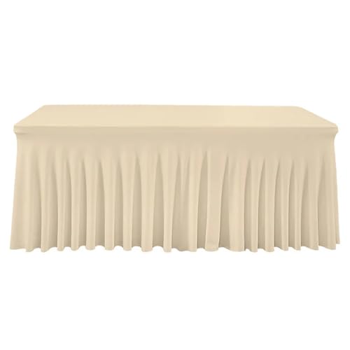 FJOADNVM Tischdecke Hochzeit Quallen-Tischrock, grenzüberschreitende Tischdecke, Hotel, Konferenzraum, Büro, rechteckig, 180 g, schwere Milchseide, elastisch(Champage,8fT 243x76x76cm) von FJOADNVM