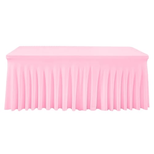 FJOADNVM Tischdecke Hochzeit Quallen-Tischrock, grenzüberschreitende Tischdecke, Hotel, Konferenzraum, Büro, rechteckig, 180 g, schwere Milchseide, elastisch(Pink,6FT 183x76x76cm) von FJOADNVM