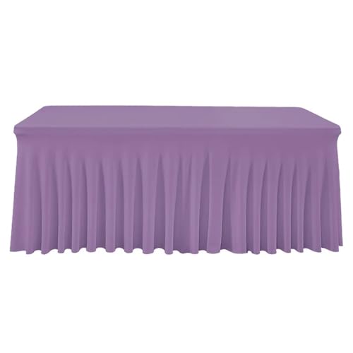FJOADNVM Tischdecke Hochzeit Quallen-Tischrock, grenzüberschreitende Tischdecke, Hotel, Konferenzraum, Büro, rechteckig, 180 g, schwere Milchseide, elastisch(Purple,6FT 183x76x76cm) von FJOADNVM