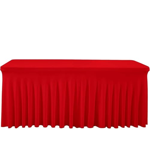 FJOADNVM Tischdecke Hochzeit Quallen-Tischrock, grenzüberschreitende Tischdecke, Hotel, Konferenzraum, Büro, rechteckig, 180 g, schwere Milchseide, elastisch(Red,6FT 183x76x76cm) von FJOADNVM