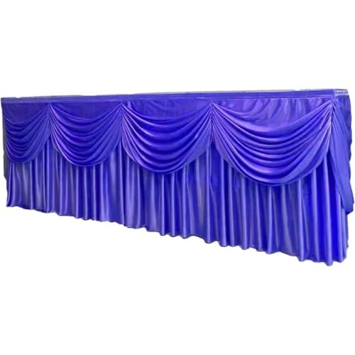 FJOADNVM Tischdecke Hochzeit Rechteckige weiße Tischröcke aus Eisseide mit Rüschen, Tischrock for Hochzeiten, Geburtstage, Partys und Bankette, Plissee-Tischrock(Blue Purple,H80xW400CM) von FJOADNVM