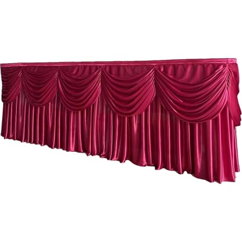 FJOADNVM Tischdecke Hochzeit Rechteckige weiße Tischröcke aus Eisseide mit Rüschen, Tischrock for Hochzeiten, Geburtstage, Partys und Bankette, Plissee-Tischrock(Dark Red,H80xW500CM) von FJOADNVM