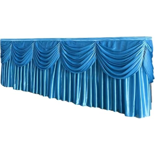 FJOADNVM Tischdecke Hochzeit Rechteckige weiße Tischröcke aus Eisseide mit Rüschen, Tischrock for Hochzeiten, Geburtstage, Partys und Bankette, Plissee-Tischrock(Lake Blue,H80xW500CM) von FJOADNVM