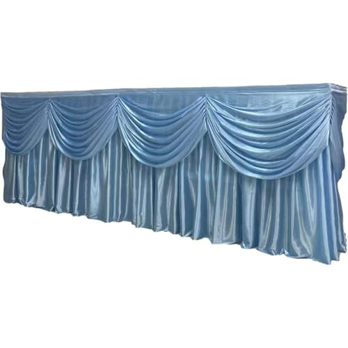 FJOADNVM Tischdecke Hochzeit Rechteckige weiße Tischröcke aus Eisseide mit Rüschen, Tischrock for Hochzeiten, Geburtstage, Partys und Bankette, Plissee-Tischrock(Light Blue,H80xW400CM) von FJOADNVM