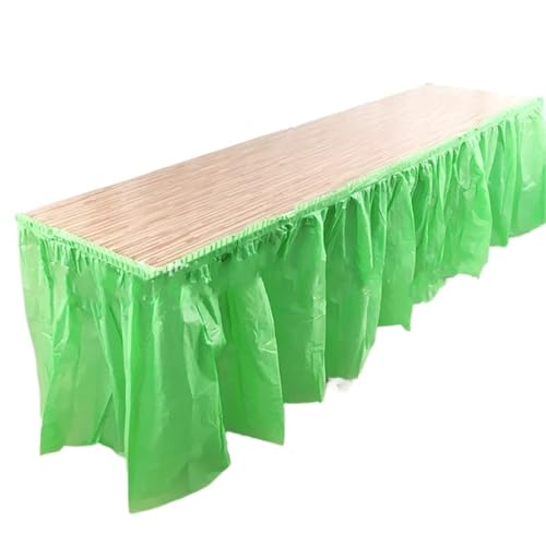 FJOADNVM Tischdecke Hochzeit Tischrock, Plastik-Tischrock, Rechteckiger Tischdeckenrock for Abschlussfeiern, Hochzeiten, Geburtstage(Green) von FJOADNVM