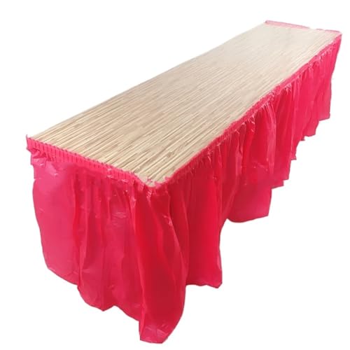 FJOADNVM Tischdecke Hochzeit Tischrock, Plastik-Tischrock, Rechteckiger Tischdeckenrock for Abschlussfeiern, Hochzeiten, Geburtstage(Red) von FJOADNVM
