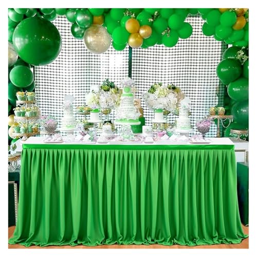 FJOADNVM Tischdecke Hochzeit Tischrock aus Polyester for rechteckige Tische, Tischdecke mit Plissee und Rüschen for Bankette, Hochzeiten(Green,9FT 78x275cm) von FJOADNVM
