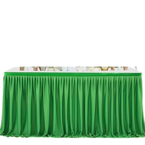 FJOADNVM Tischdecke Hochzeit Tischröcke, rechteckige Tischdecke aus Polyester mit Rüschen for Hochzeit, Geburtstag, Party, Bankett, Tischdekoration(Green,H78xL183cmX1Pcs) von FJOADNVM