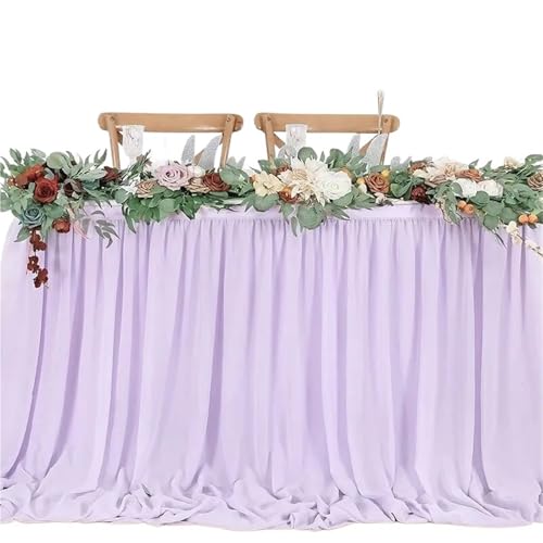 FJOADNVM Tischdecke Hochzeit Tischröcke Chiffon Halbtransparente Tischdecken for Hinterhof Hochzeiten Geburtstagsfeier Kuchen Abendessen Tischdekorationen(1PC Light Purple,70X275cm) von FJOADNVM